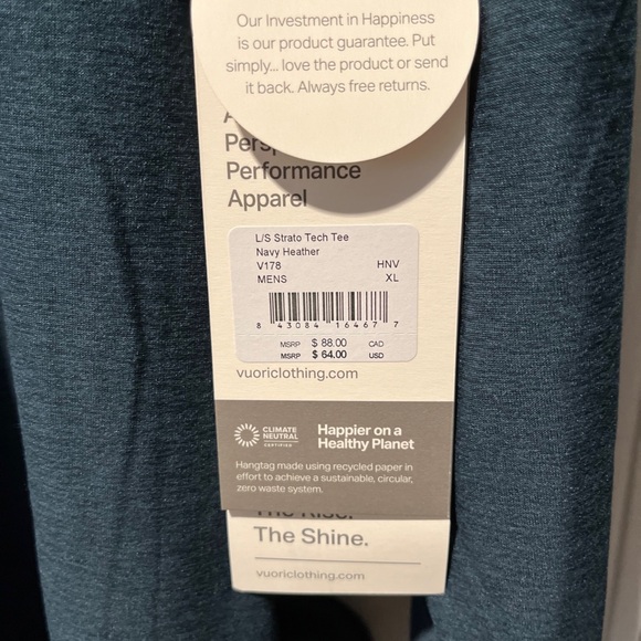 Vuori - Strato Tech Long Sleeve Tee - Navy Heather - Picture 6 of 7